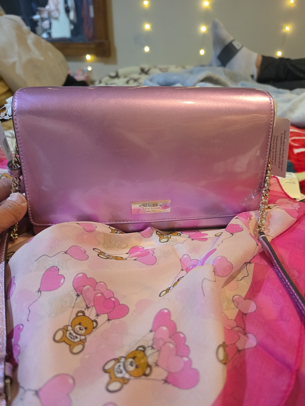 kate spade Metallic Pink Chain Strap Crossbody